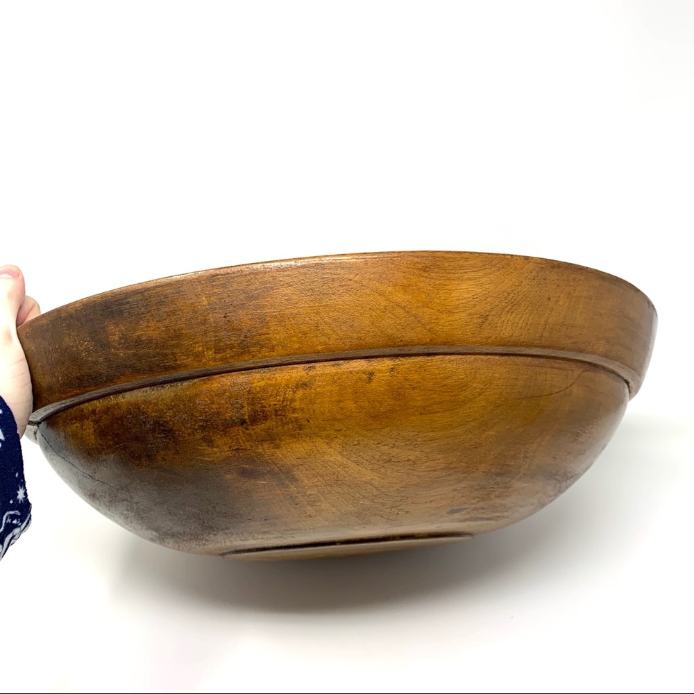 Primitive 16.25”-17.5” Wood Dough Bowl - Picture 10 of 12